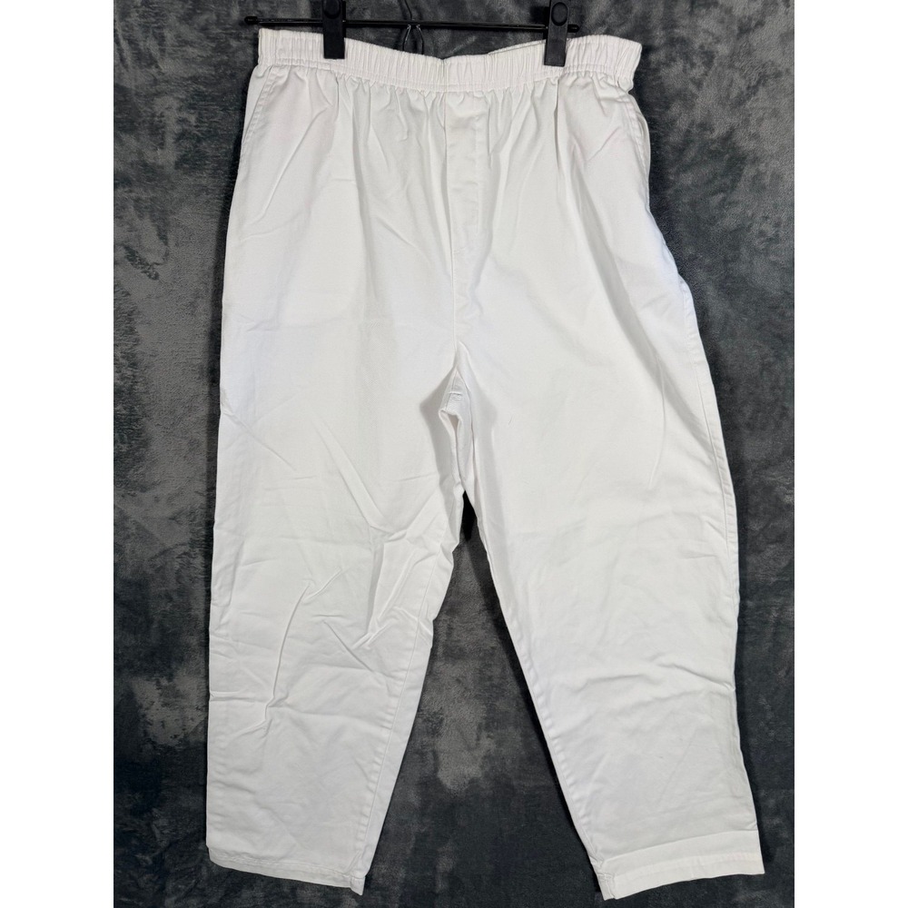 Cabin Creek Womens Pants Size 14 White Cotton Blend Elastic‎ Waist Pockets